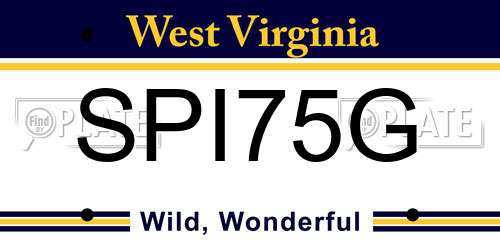SPI75G West Virginia License Plate