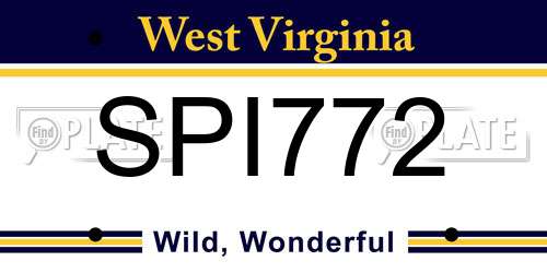 SPI772 West Virginia License Plate