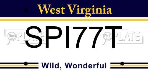 SPI77T West Virginia License Plate