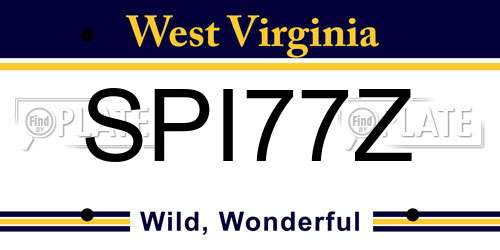 SPI77Z West Virginia License Plate