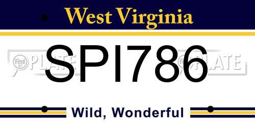 SPI786 West Virginia License Plate