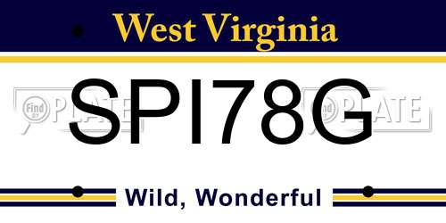 SPI78G West Virginia License Plate