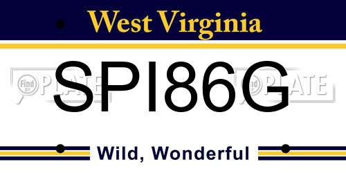 SPI86G West Virginia License Plate