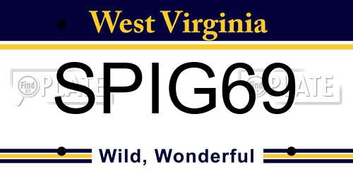 SPIG69 West Virginia License Plate