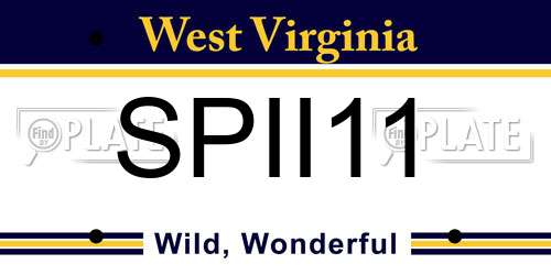 SPII11 West Virginia License Plate