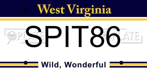 SPIT86 West Virginia License Plate