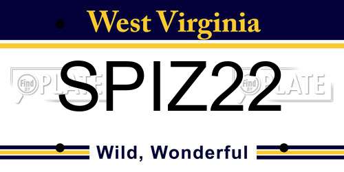 SPIZ22 West Virginia License Plate