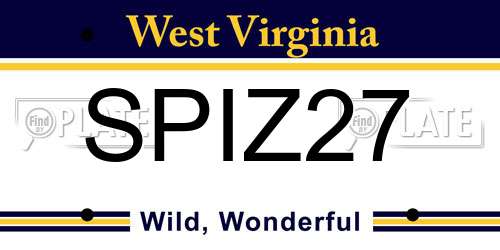 SPIZ27 West Virginia License Plate