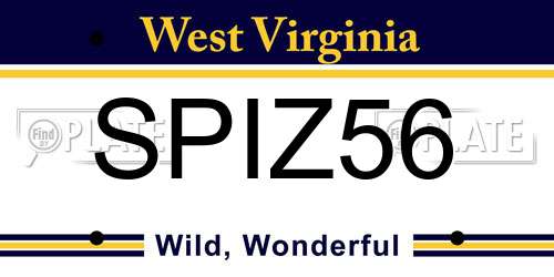 SPIZ56 West Virginia License Plate