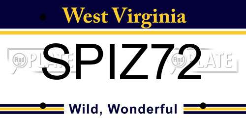 SPIZ72 West Virginia License Plate