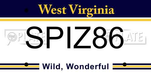 SPIZ86 West Virginia License Plate
