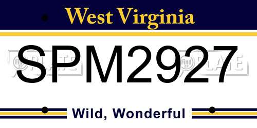 SPM2927 West Virginia License Plate