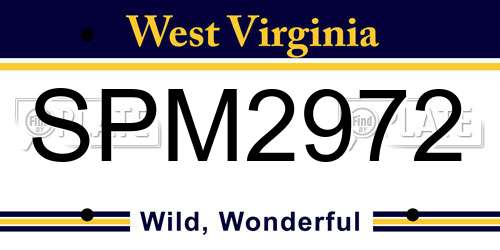 SPM2972 West Virginia License Plate