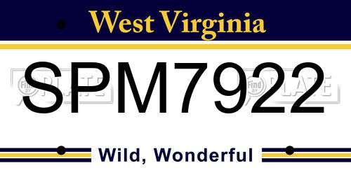 SPM7922 West Virginia License Plate