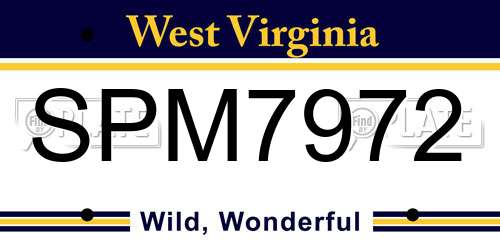 SPM7972 West Virginia License Plate