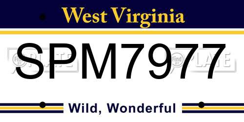 SPM7977 West Virginia License Plate