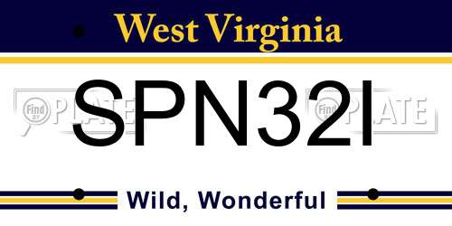 SPN32I West Virginia License Plate