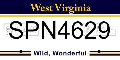 SPN4629 West Virginia License Plate