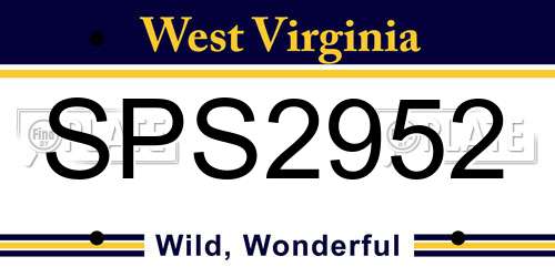 SPS2952 West Virginia License Plate