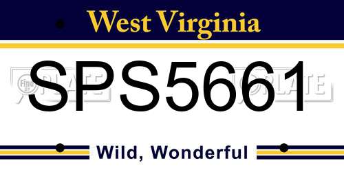 SPS5661 West Virginia License Plate