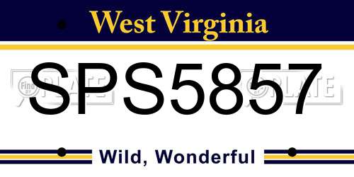 SPS5857 West Virginia License Plate