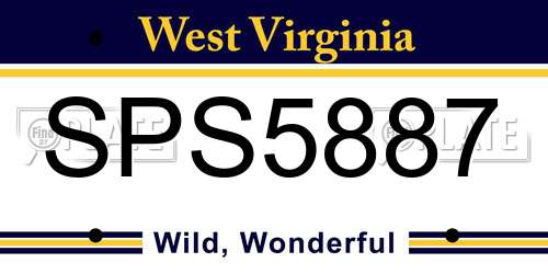 SPS5887 West Virginia License Plate