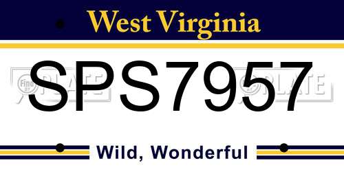 SPS7957 West Virginia License Plate