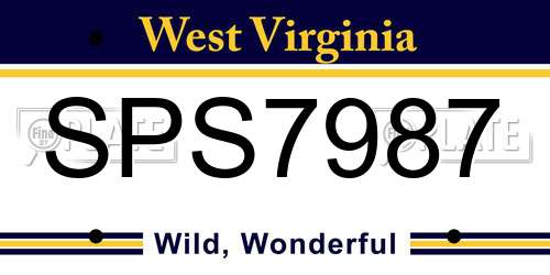SPS7987 West Virginia License Plate