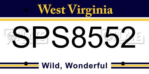 SPS8552 West Virginia License Plate
