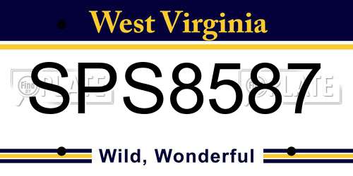 SPS8587 West Virginia License Plate