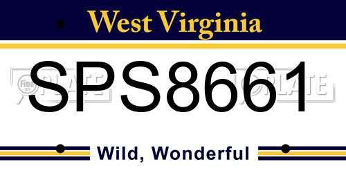 SPS8661 West Virginia License Plate