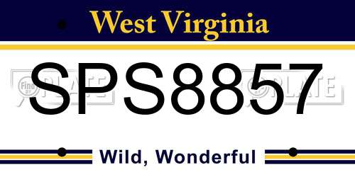 SPS8857 West Virginia License Plate
