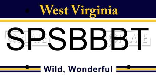 SPSBBBT West Virginia License Plate