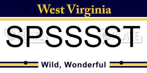 SPSSSST West Virginia License Plate
