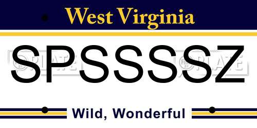 SPSSSSZ West Virginia License Plate