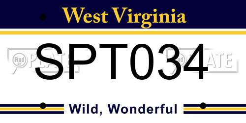 SPT034 West Virginia License Plate