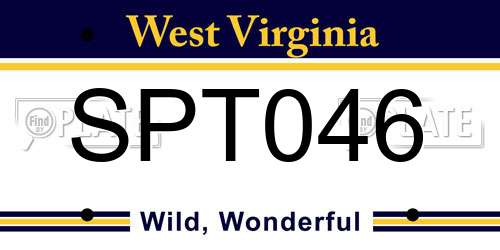SPT046 West Virginia License Plate