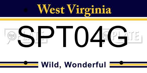 SPT04G West Virginia License Plate