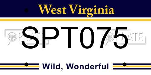 SPT075 West Virginia License Plate