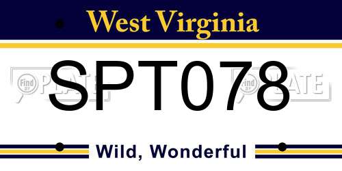SPT078 West Virginia License Plate