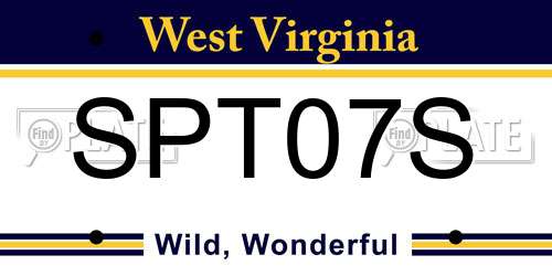 SPT07S West Virginia License Plate