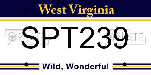 SPT239 West Virginia License Plate