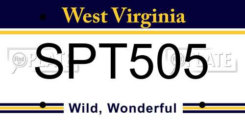 SPT505 West Virginia License Plate