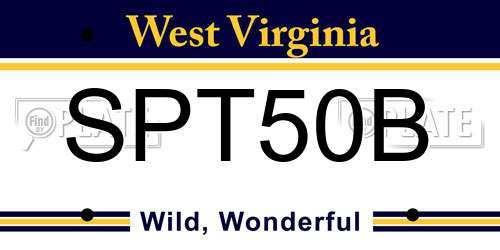 SPT50B West Virginia License Plate