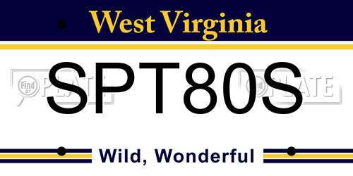 SPT80S West Virginia License Plate