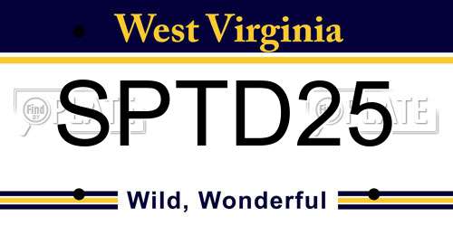 SPTD25 West Virginia License Plate