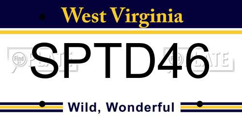SPTD46 West Virginia License Plate