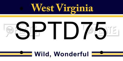SPTD75 West Virginia License Plate