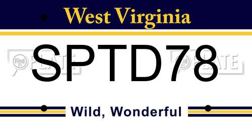 SPTD78 West Virginia License Plate