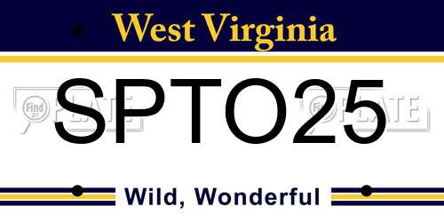 SPTO25 West Virginia License Plate